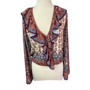 Small Flying Tomato Womens Kimono Wrap Cropped Blouse Top Bell Sleeve Boho